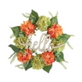 thumbnail image 2 of Corona artificial para puerta de entrada, decoración del hogar con letrero de "Hola", regalo creativo decorativo Verde naranja, 2 of 9