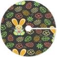 thumbnail image 1 of FMSHPON Easter Cute Bunny Rabbit Easter Colorful Eggs Spring Flower Xmas Christmas Tree Skirt Stand Mat for Holiday Party Decoration Indoor Outdoor 48 inches, 1 of 6