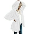 thumbnail image 2 of White Young Adult Tops Women's Casual Splice Coat Winter Warm Open Front with Pockets Hooded Cardigan Plus Size Tops for Women, 2 of 5