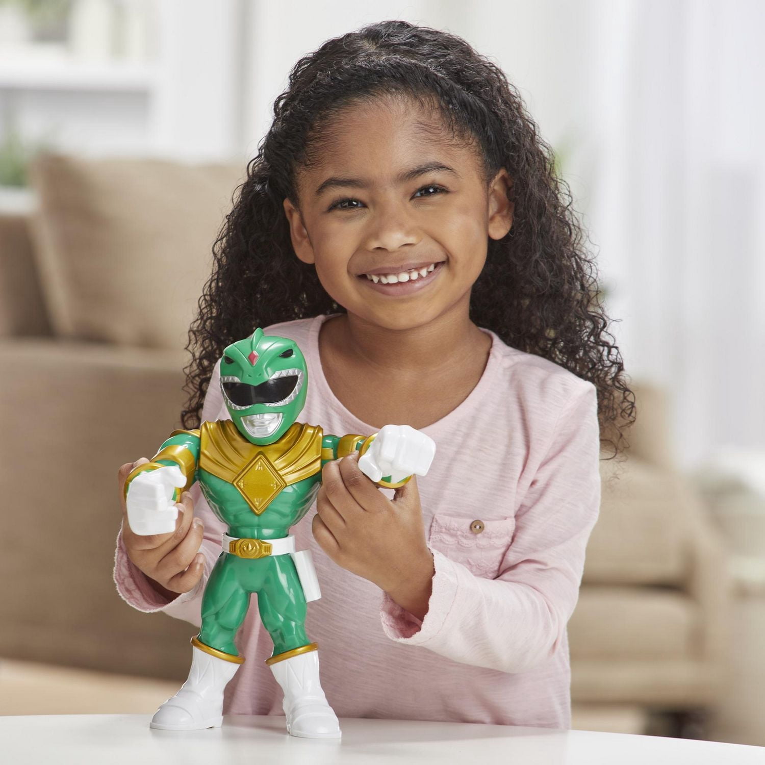 Playskool Heroes Mega Mighties Power Rangers Mighty Morphin Power Rangers - figurine Ranger vert de 25 cm, jouet de collection, enfants à partir de 3 ans