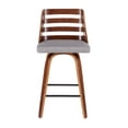 thumbnail image 6 of Trevi Mid-Century Modern Counter Stool in Walnut Wood and Grey Fabric by LumiSource - Set of 2, 6 of 7