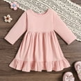 thumbnail image 2 of Zanarzt Robe en Tulle pour Tout-Petite Fille Coton Fille Tenue Décontractée de Jeu Robes Couleur Unie Manches Longues à Volants Coton Robe de Printemps Automne Rouge, 3-4 Ans, 2 of 6