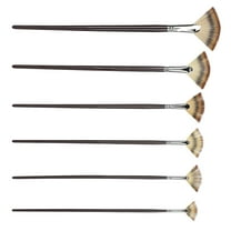 ESTINK Fan Shape Paint Brush,Art Painting Accessories,6Pcs Paint Brushes Long Holder 3 Colors Nylon Fan Shape Hair Dawing Pen Watercolor Paintbrush