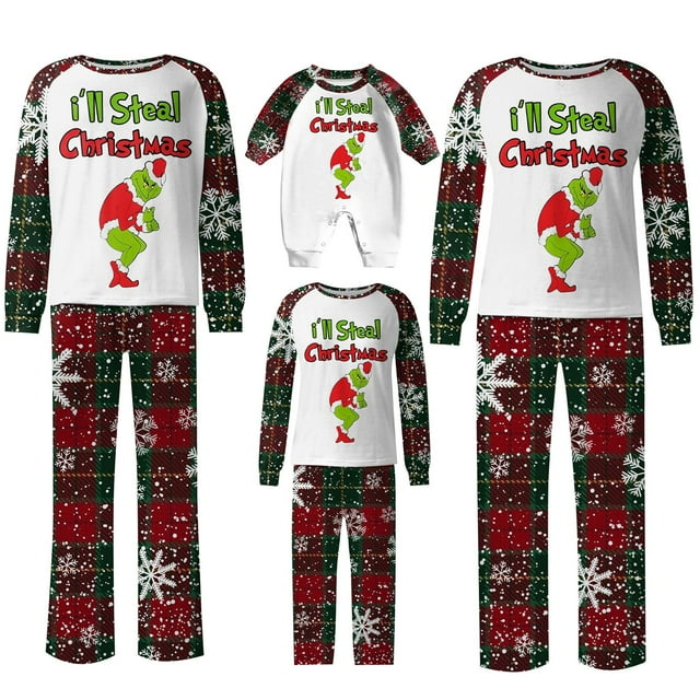 Pijamas navideños a juego Grinch - TKing Fashion 2024 Nuevos conjuntos de pijamas navideños familiares a juego Grinch, pijamas navideños navideños para parejas, adultos y niños, 4 Años