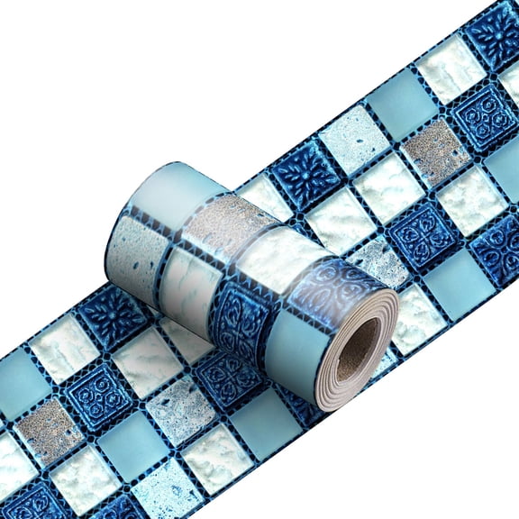 2 Rolls, Wallpaper Border - 4*94.5" Long, PVC Mosaic Wall Border, Self Adhesive Wallpaper Borders for Bathroom Kitchen Entryway Modern Paper Walls Decor