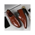 thumbnail image 7 of Fangasis Men Dress Shoes Glossy Oxfords Wingtips Brogues Work Fashion Leather Shoe Brown 12, 7 of 7