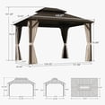 thumbnail image 2 of PURPLE LEAF 8’ X 12’ Outdoor Hardtop Gazebo Galvanized Steel Double Roof Metal Frame Patio Gazebo with Curtains and Nettings for Desk Backyard Bronze, 2 of 9