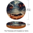 thumbnail image 3 of Independence Day 6PCS Round Coasters Microfiber Leather Set of 6 Drink Coasters with Holder, 4.3x4.3 inch, Dining Table, Bar, Home and Kitchen Decor, Black Color Coasters Package, 3 of 6