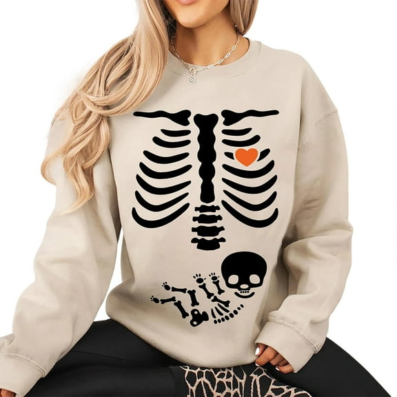 Skeleton Pregnant Sweatshirt – Halloween Maternity Sweater, New Boy Pregnancy Announcement Pullover for Women