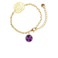 thumbnail image 2 of Delight Jewelry 12mm Crystal Rivoli - Purple Gold-tone Flower Link Chain Bracelet, 6.75"+2" Extender, 2 of 4