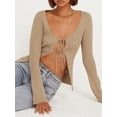 thumbnail image 4 of new women's knitted lace-up cardigan clothing new clothing cardigan long-sleeved adjustable lace-up top-White-L, 4 of 7