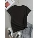 thumbnail image 2 of 1pc Women'S Casual Round Neck T-Shirt with Heart Print, Polyester Knit Short Sleeve Tee, Summer Regular Fit Top with No Pads or Belts Tee For Adult, Men, Women, Teen, Teenager, Adolescent, Youth, 2 of 6