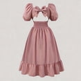 thumbnail image 6 of VNKIDY Girls Kids Solid Color Puff Sleeve Maxi Dress Square Neck Ruched Waist Ruffled Hem Flowy Party Dress For Wedding Special Events Fashionable Dress, 6 of 9