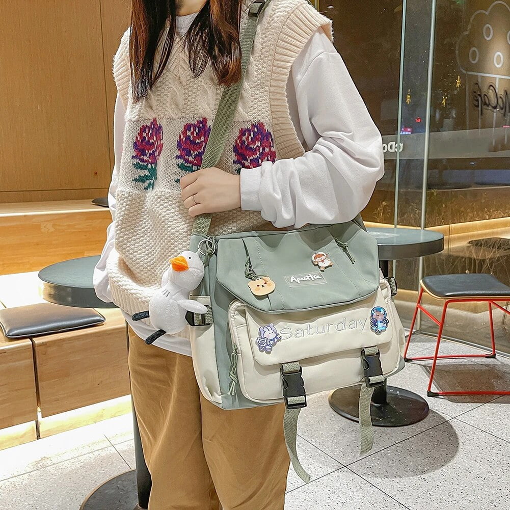 College Student School Bags For Girls Teens Women Pockets Nylon Crossbody Bags New Summer Messenger Bag Laptop Book Bag Bolso