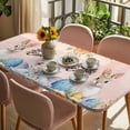 thumbnail image 3 of Happy Easter Table Cloths for 5 Foot Rectangle Tables, Spring Watercolor Bunny Eggs Flowers Pink Patio Waterproof Elastic Fitted Tablecloths, Washable Rectangular Table Cover for Camping, 3 of 8