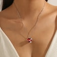 thumbnail image 5 of Juwaliy 15MM Women Rose Heart Necklace January Birthstone 925 Sterling Silver Butterfly Flower Pendant Garnet Jewelry Mother Valentine's Day Gift, 5 of 7