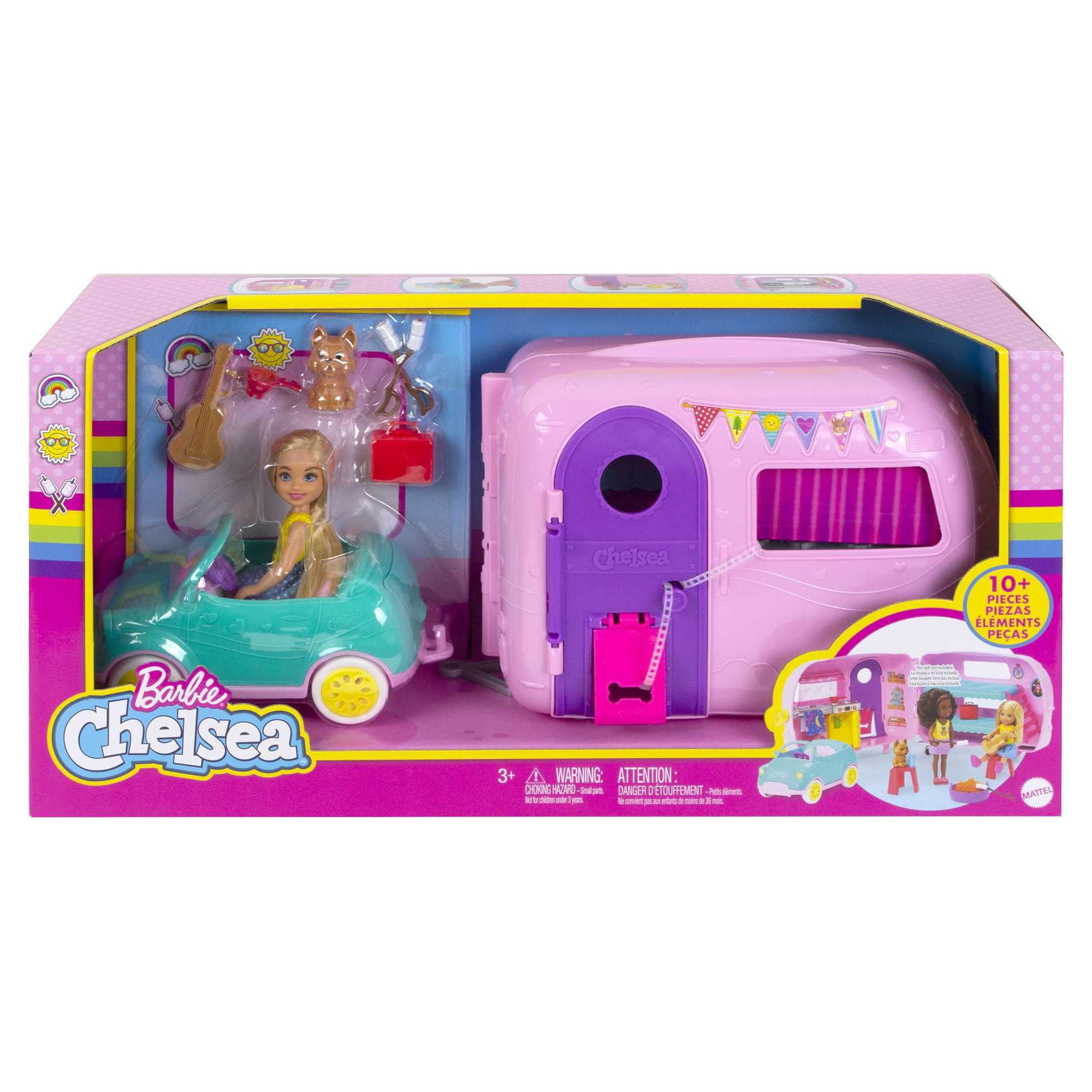 Barbie Club Chelsea Camper Playset Blonde Small Doll Puppy Car