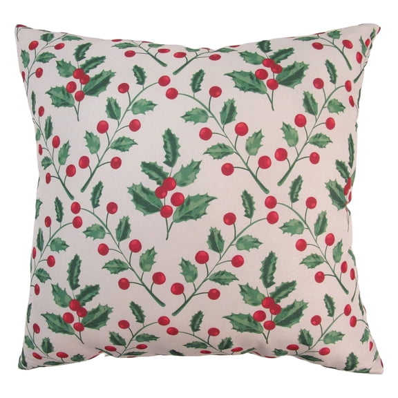 Mainstays 16" x 16" Reversible Decorative Outdoor Throw Pillow, Holly Print