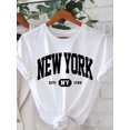 thumbnail image 1 of Casual Short Sleeve For Spring & Summer New York Letter Print Crew Neck T-Shirt, Women's Clothing, 1 of 5
