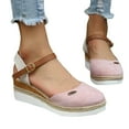 thumbnail image 4 of KIJBLAE Women Summer Shoes Breathable Wedges Sandals Beach Buckle Strap Shoes Ladies Sandals Open Toe Canvas Espadrille Shoes Female Pink 36, 4 of 8