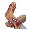 thumbnail image 3 of Norvail Womens Pearl Studded Thick Soled Wedge Sandals, Wide Foot Sandals for Women Dressy, Open Toe Slip On Platform Slides for Summer Beach Vacation Plus Size, 3 of 7