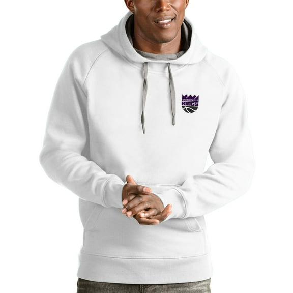 Men's Antigua White Sacramento Kings Victory Pullover Hoodie