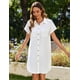 thumbnail image 4 of Vestido Zeagoo blanco de algodón y lino con cuello en V casual para mujer, 4 of 6