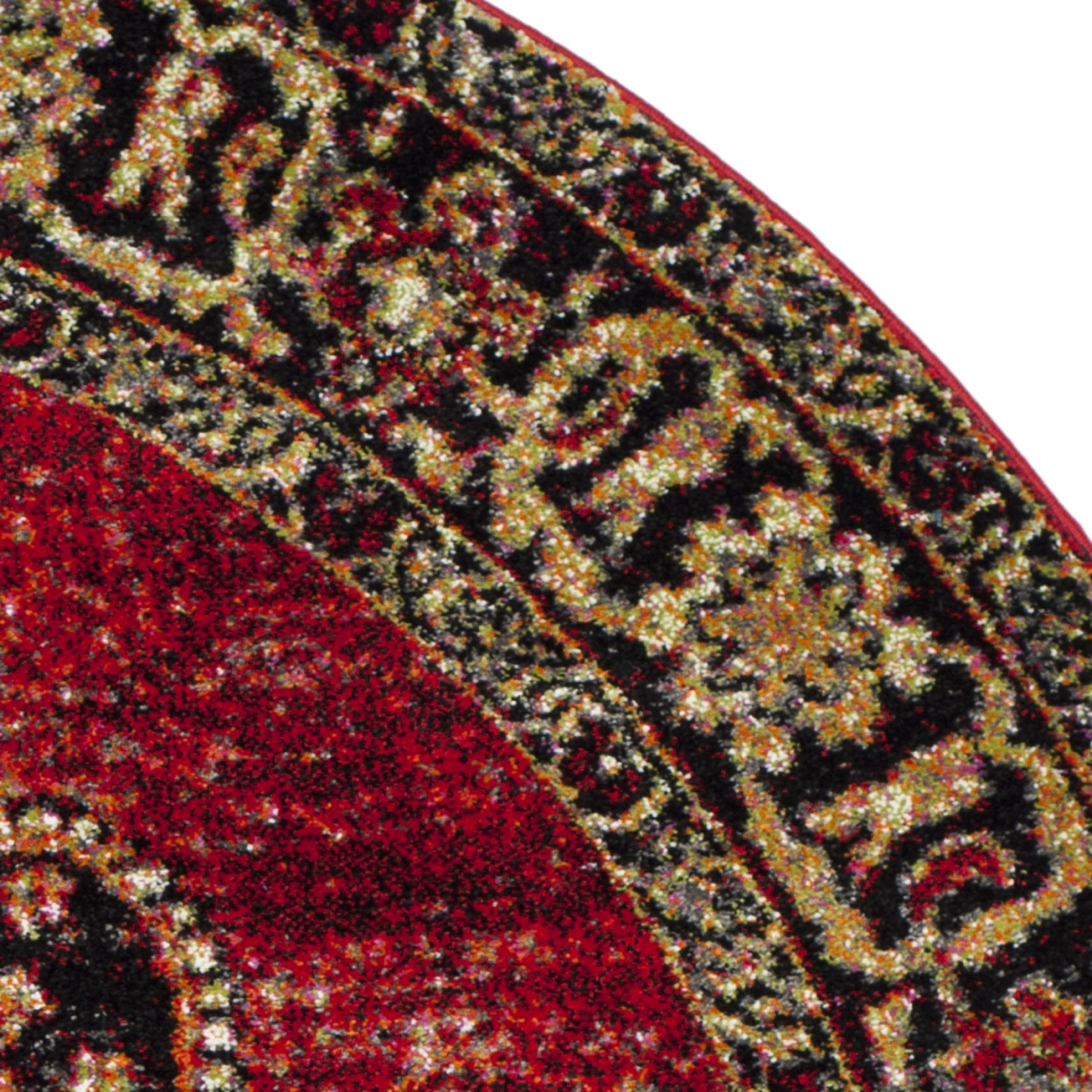 SAFAVIEH Vintage Hamadan Tahnee Traditional Area Rug, Red/Multi, 5'3" x 5'3" Round