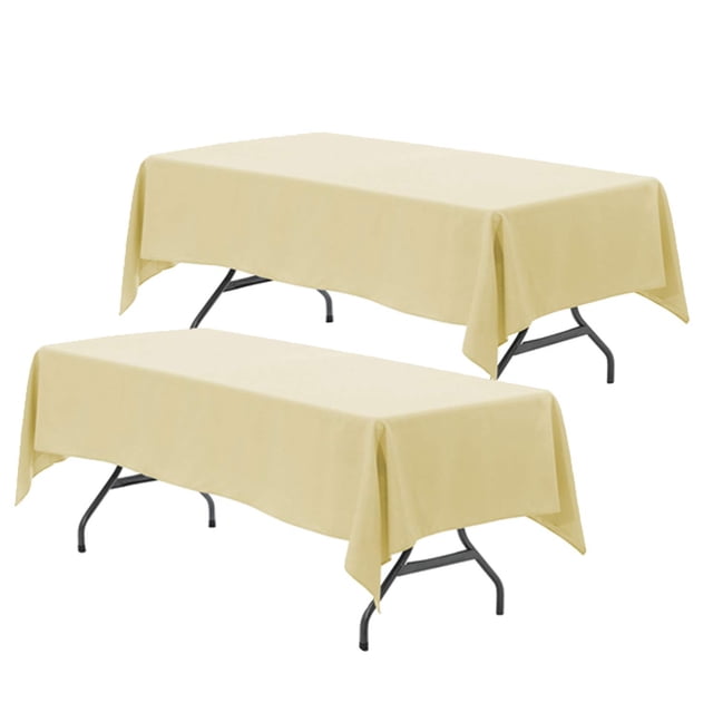 YOUR CHAIR COVERS - Pack of 2 60 x 102 inch Rectangular Polyester Tablecloth - Champagne, Premium Seamless Wedding Table Cloth for 6 ft Rectangle Tables, Ideal for Wedding and Other Events