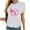 White, variant on WREESH Womens Fashion T-Shirts Spring Summer Casual Round Neck Printed Short Sleeved T-Shirt Top Pullover Pink