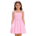 thumbnail image 4 of IBTOM CASTLE Girls' Bow Spaghetti Strap Dress - Adjustable A-Line Bubble Hem Party Dress for Summer Birthday Party School Pink, 4 of 7