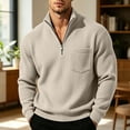thumbnail image 4 of Nmnitkp Mens Sweatshirt Solid Corduroy Stand Collar Half Zip Long Sleeve Plus Size Pullover Loose Fit Chest Pocket Casual Layering Top for Fall Winter Office Daily Travel Weekend Wear Beige,XL, 4 of 9