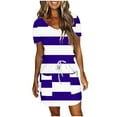 thumbnail image 1 of Mini Vestido de Verano Color Sólido Cuello en V Manga Corta Vestido de Becerro Medio, Vestido Corto de Verano, 1 of 5