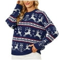 thumbnail image 2 of DailyTrove Women's Christmas Reindeer Print Sweater, Long Sleeve, Holiday Gathering & Casual Wear, Soft Wool Blend, Plus Size Friendly, 2 of 6