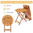 thumbnail image 4 of 3 Pcs Patio Bistro Set, Wood Folding Table Set, Outdoor Furniture Round Table for Garden Yard, Casual Bistro Table and Chairs Set of 2 for Condominium Pool Front Porch Beach, Wood Color, 4 of 6