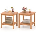 thumbnail image 1 of Gymax 2PCS 2-Tier Patio Acacia Wood Side Table w/ Slatted Tabletop Storage Shelf, 1 of 10