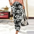 thumbnail image 2 of Taqqpue Women Floral Pants Casual Printed Elastic Waist Drawstring Pants Loose Fit Plus Size Trousers for Women, 2 of 4