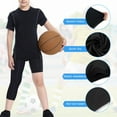 thumbnail image 2 of Youth Boys Compression Pants One Leg Compression Tights Leggings for Basketball 3/4 Athletic Pants Workout Base Layer, 2 of 8