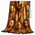 thumbnail image 2 of Golden Crowned Poodle Portrait Ornate Frames autumn celebration, Festive Pet Portrait Pattern, Warm Flannel Blanket for Living Room and Reading Nook, Dog Lovers Christmas Gift, Pet Lover Home Decor, 2 of 9
