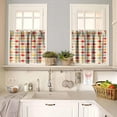 thumbnail image 2 of Mid Century Vintage Valances Set for Kitchen, Colorful Medieval Retro Abstract Geometric Blocks Home Decor Rod Pocket Window Drapes for Living Room Dining Room Office 52x18 Inch + 27x24 Inch X 2, 2 of 5