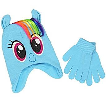 Beanie Cap - My Little Pony - Rainbow Dash w/Gloves Set Kids Hat