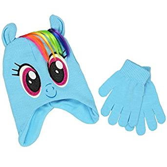 Rainbow Beanie - Beanie Cap - My Little Pony - Rainbow Dash w/Gloves Set Kids Hat