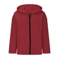 thumbnail image 2 of JUSLIO Girls Hoodie Fall/Winter Solid Color Hooded Sweatshirt Athletic Pockets Long Sleeve Tops Sweatshirts Red(13 Years）, 2 of 8