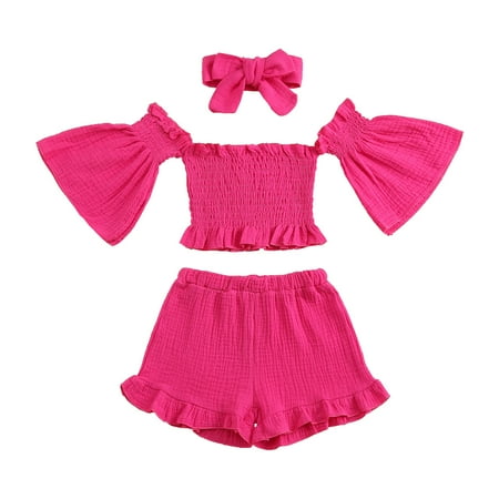 

Baby Girl Clothes OutfitsCottonSolid Color TopCasual3PC Set
