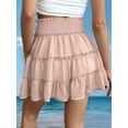 thumbnail image 3 of Womens Summer Flowy High Waist Ruffle Casual Cute Boho Beach Short Skirts Built-in Shorts Pink M, 3 of 5