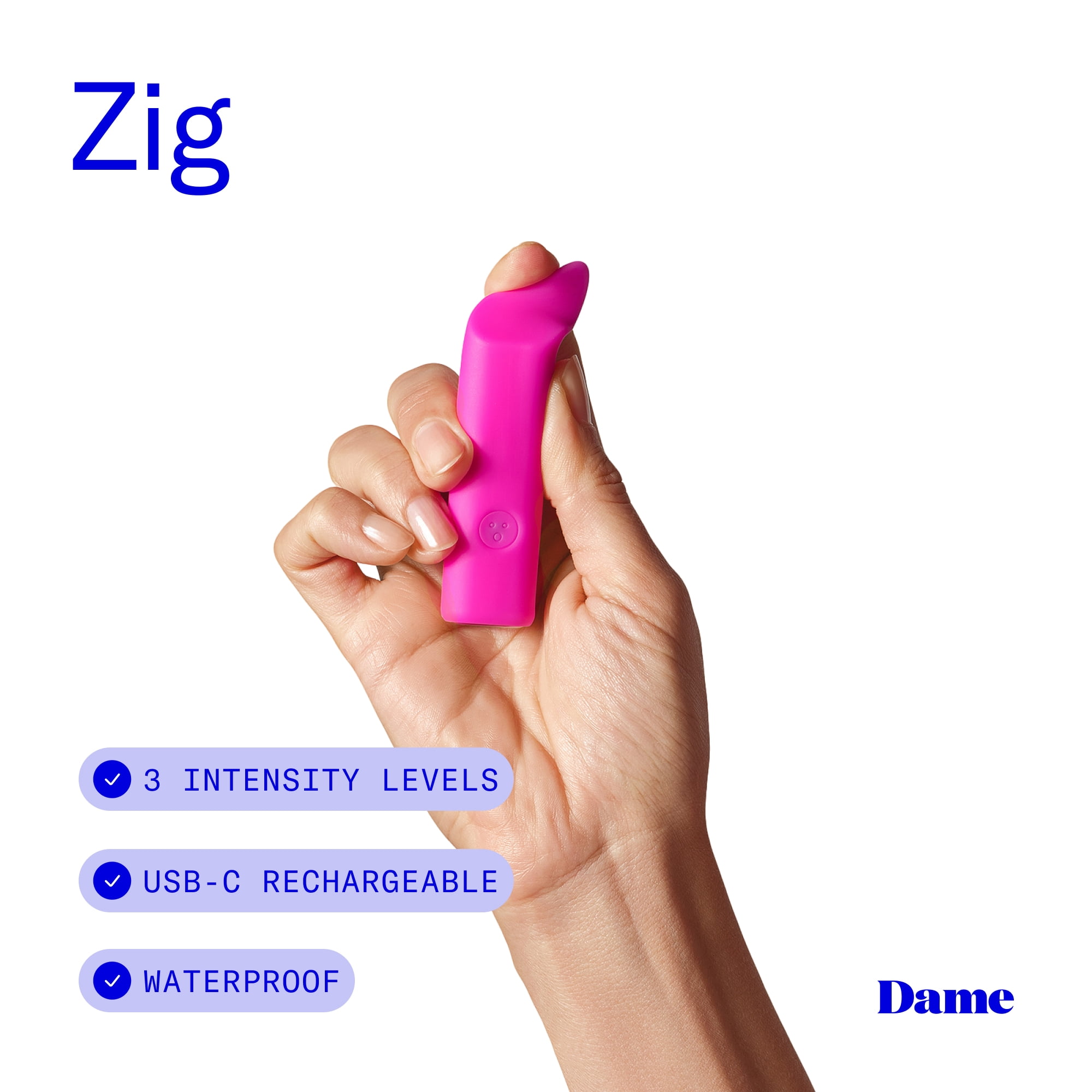 Dame The Go Kit with Zig Tiny Vibrator, 2 fl oz Aloe Lube, and Stash Travel Pouch