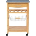 thumbnail image 3 of Pemberly Row Transitional Wood Kitchen Cart with Granite Top in Natural/Gray, 3 of 22