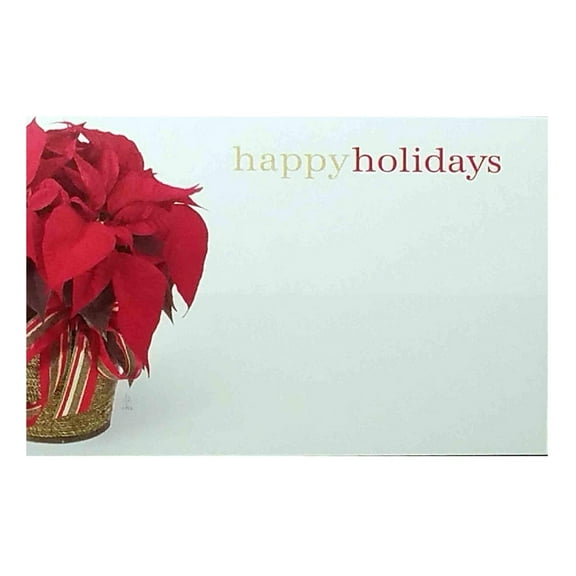 Happy Holidays Poinsettia Enclosure Cards/Gift Tags - 3 1/2in. x 2 1/4in. - 50 Pack (ac3841)