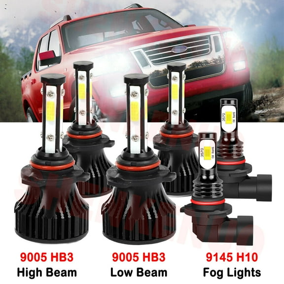 9005 High&Low Beam for Ford Explorer 2016 2017 2018 2019 LED Headlights 9145 Fog Lights 6pcs