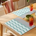 thumbnail image 4 of Turquoise Chevron Placemats Set of 12 Geometric Grey Wavy Striped White Place Mats Indoor Wipeable Table Mats Washable Cloth Dining Table Placemats for Kitchen Holiday Party Home Decor 13x19 Inch, 4 of 9